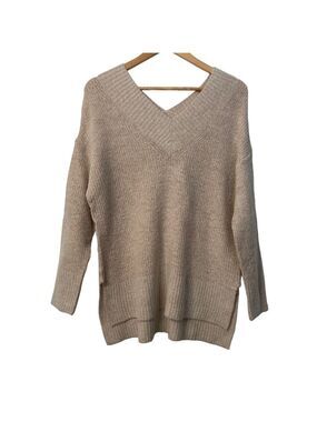 Guilty knit sweater beige V neckline/ back delicate sleeves size small